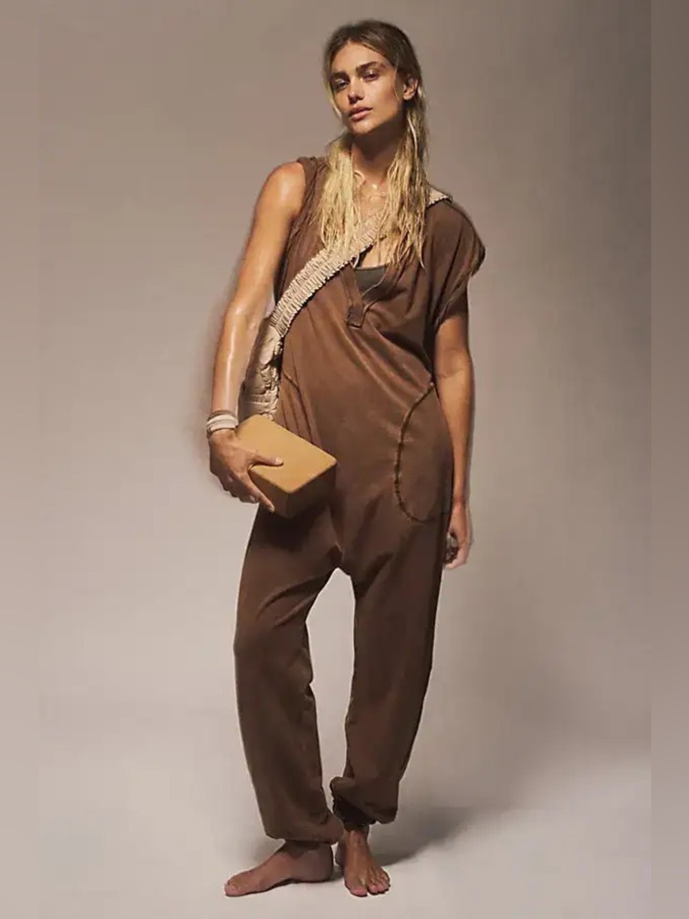 Free People Hot Shot V Neck Onesie Jumper Size L Boho Lagenlook